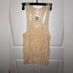 NWT m USA Beige Crochet Sleeveless Top